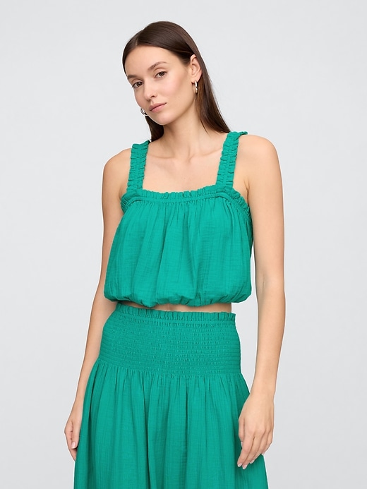Image number 1 showing, Gauze Bubble Tank Top