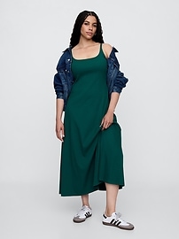 Ribbed Squareneck Midi Dress