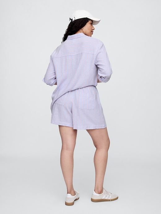 Image number 6 showing, 4" Mid Rise Pull-On Linen-Blend Shorts