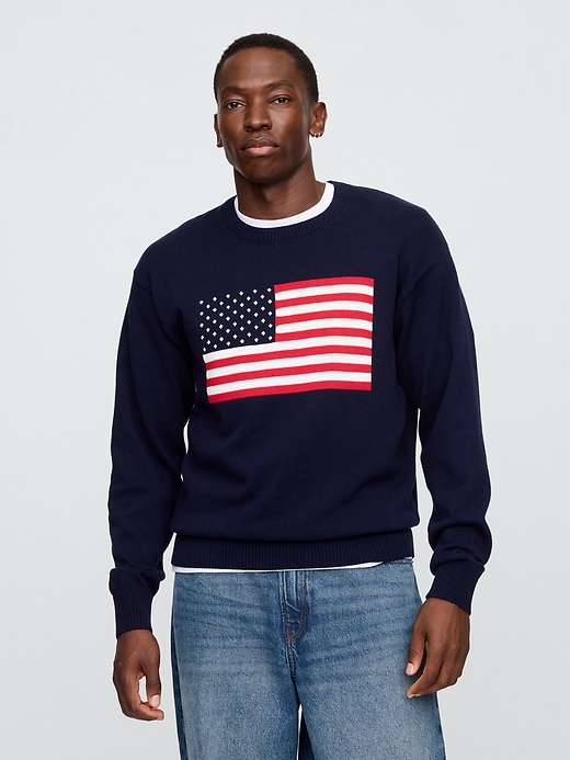 Image number 1 showing, Relaxed Americana Intarsia Sweater