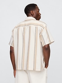 Boxy Gauze Texture-Stripe Vacay Shirt