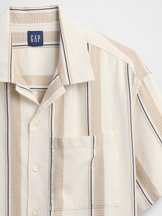 Image number 4 showing, Boxy Gauze Texture-Stripe Vacay Shirt