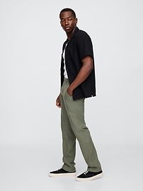 Straight Linen-Blend Pants