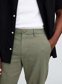 Straight Linen-Blend Pants