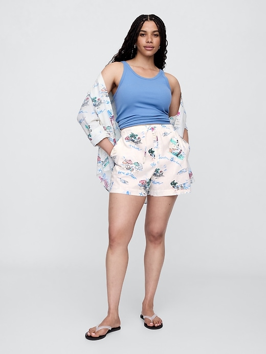 Image number 5 showing, 4" Mid Rise Pull-On Linen-Blend Shorts