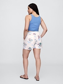 4" Mid Rise Pull-On Linen-Blend Shorts