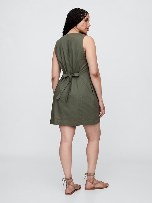 Image number 5 showing, Linen-Blend Button-Front Mini Dress