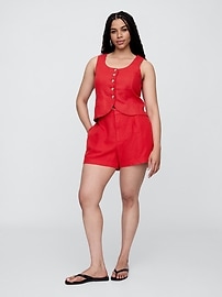 Linen-Blend Pleated Shorts