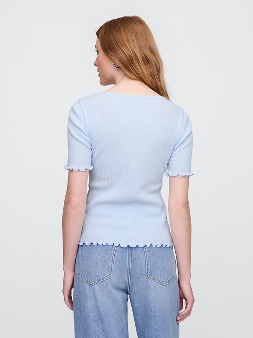Image number 2 showing, Ribbed Pointelle Ruched Top