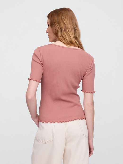 Image number 2 showing, Ribbed Pointelle Ruched Top