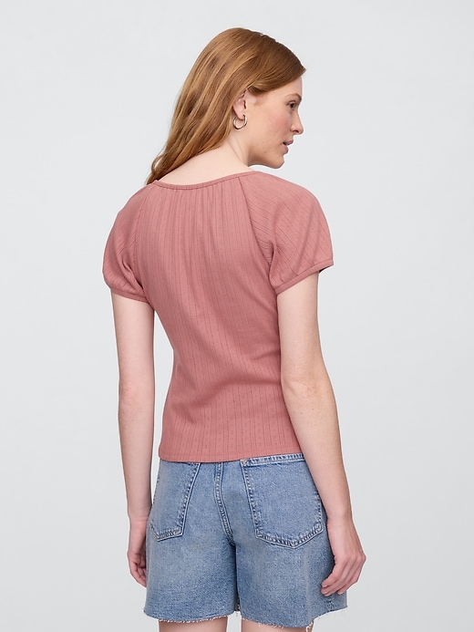 Image number 2 showing, Pointelle Puff Sleeve Top