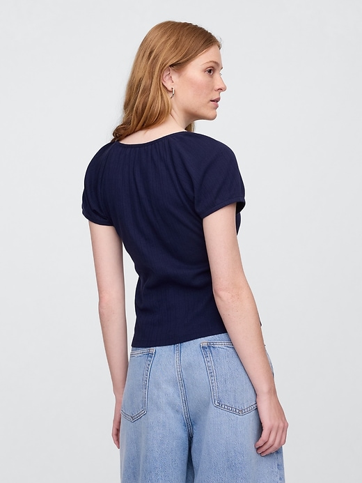 Image number 2 showing, Pointelle Puff Sleeve Top