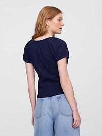 Pointelle Puff Sleeve Top