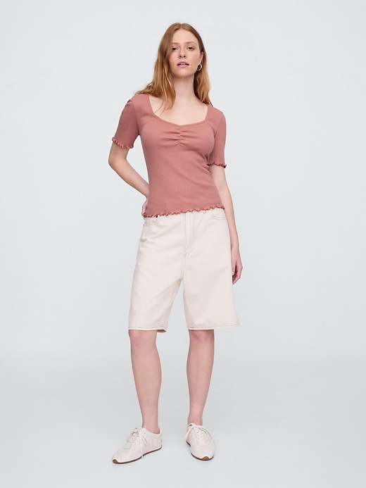 Image number 3 showing, Ribbed Pointelle Ruched Top