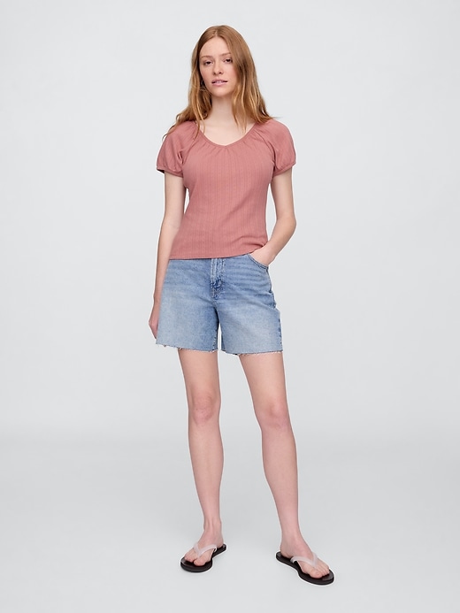 Image number 3 showing, Pointelle Puff Sleeve Top
