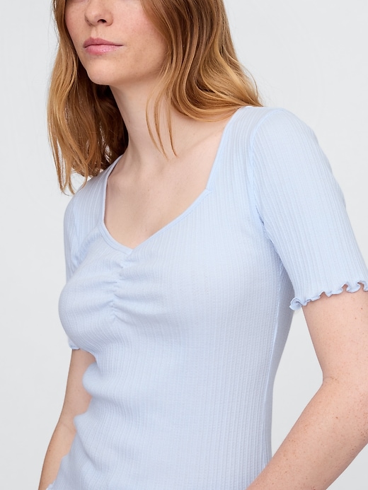 Image number 4 showing, Ribbed Pointelle Ruched Top