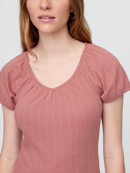 Image number 4 showing, Pointelle Puff Sleeve Top