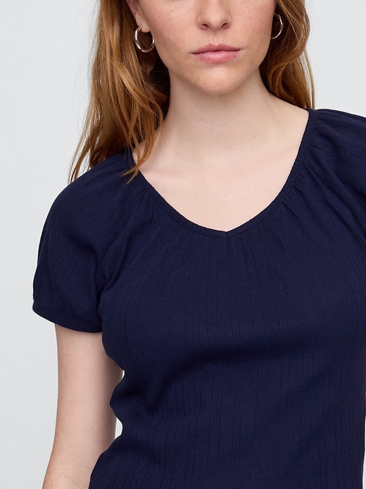 Image number 4 showing, Pointelle Puff Sleeve Top