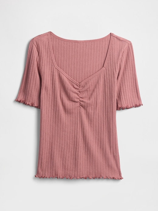 Image number 5 showing, Ribbed Pointelle Ruched Top