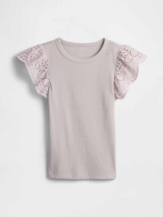 Image number 5 showing, Ribbed Eyelet Flutter Sleeve T-Shirt