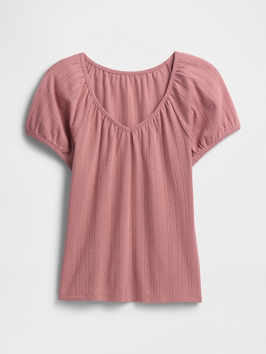 Image number 5 showing, Pointelle Puff Sleeve Top