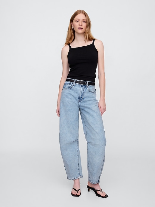 Image number 1 showing, High Rise Barrel Jeans
