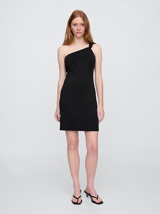 Image number 1 showing, Ribbed One-Shoulder Mini Dress