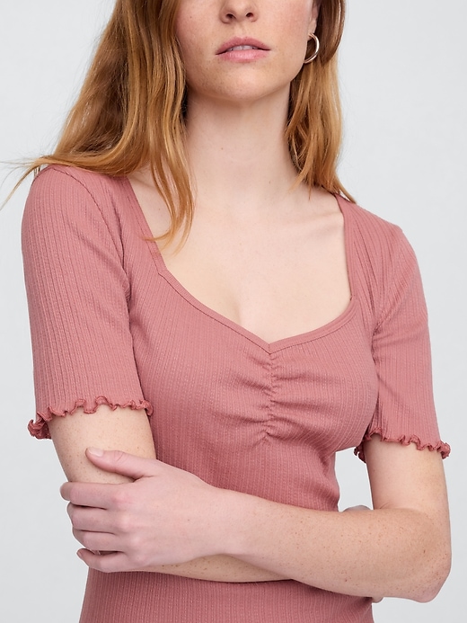Image number 4 showing, Ribbed Pointelle Ruched Top