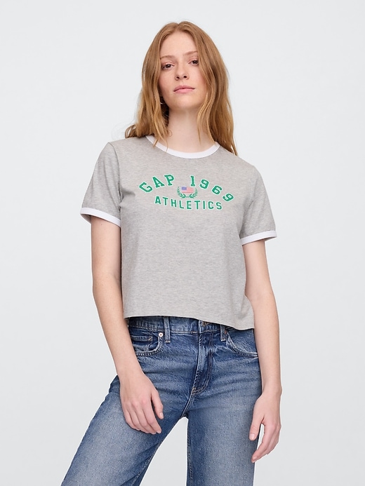 Image number 1 showing, Shrunken Graphic Ringer T-Shirt