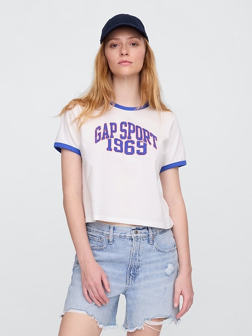Image number 1 showing, Shrunken Graphic Ringer T-Shirt