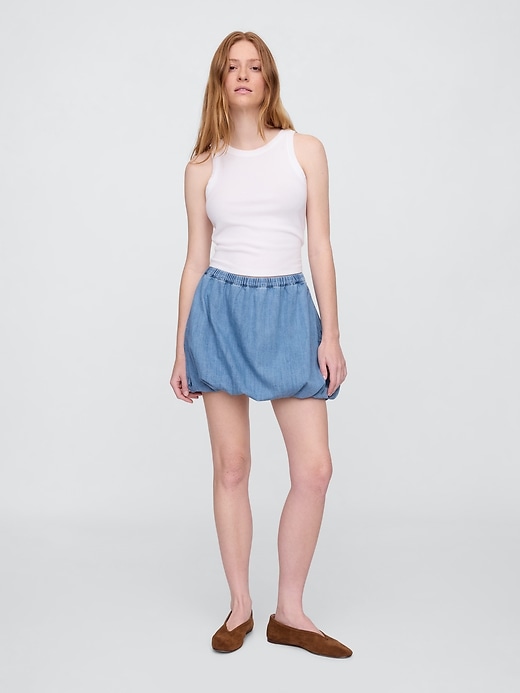 Image number 1 showing, Denim Bubble Mini Skirt