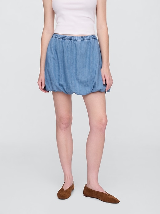 Image number 3 showing, Denim Bubble Mini Skirt
