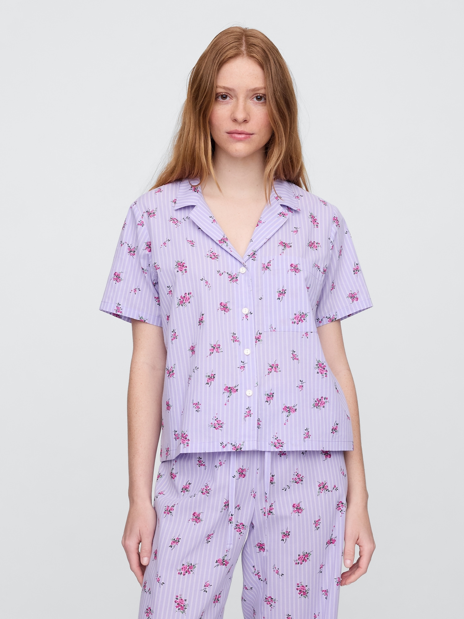 Poplin PJ Shirt - Purple