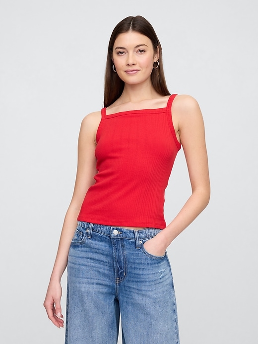Image number 1 showing, Ribbed Squareneck Tank Top