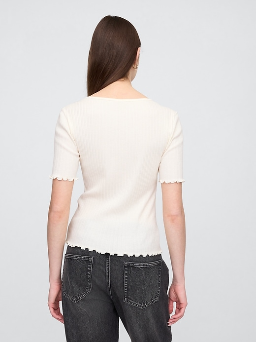 Image number 2 showing, Ribbed Pointelle Ruched Top