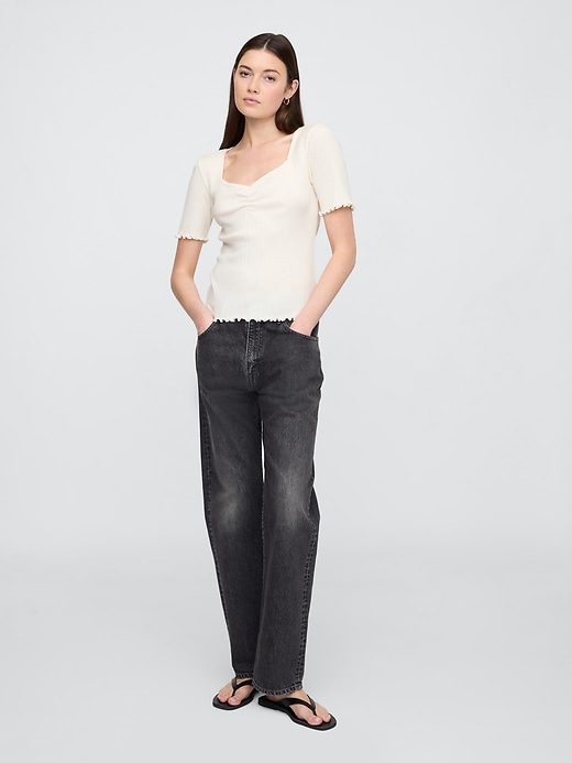 Image number 3 showing, Ribbed Pointelle Ruched Top