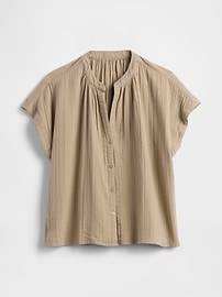 Relaxed Gauze Splitneck Top