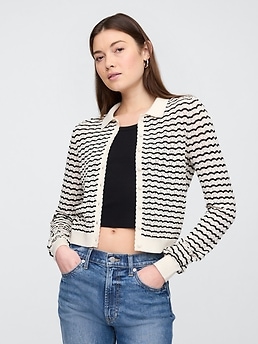 トップス Time is on NEW MIX COLLARED CARDIGAN Open-Stitch Collared Cardigan | Gap Factory