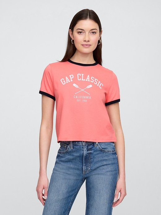 Image number 1 showing, Shrunken Graphic Ringer T-Shirt