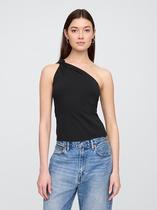 Image number 1 showing, One-Shoulder Stretch-Jersey Tank Top