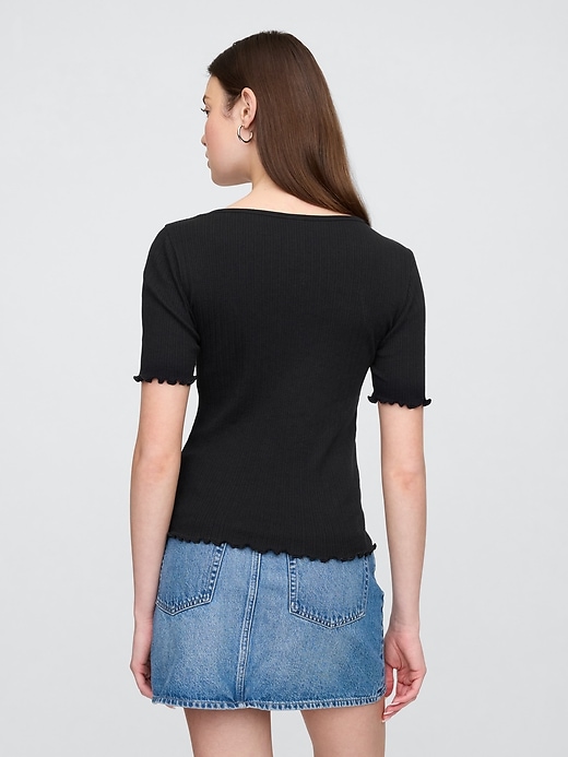 Image number 2 showing, Ribbed Pointelle Ruched Top