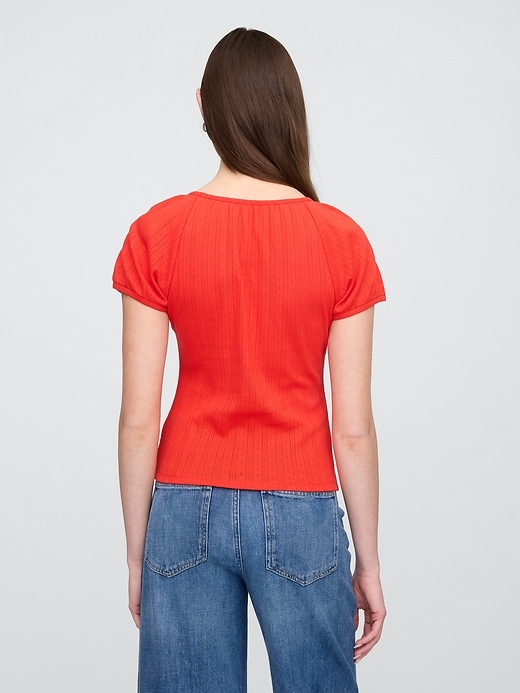Image number 2 showing, Pointelle Puff Sleeve Top