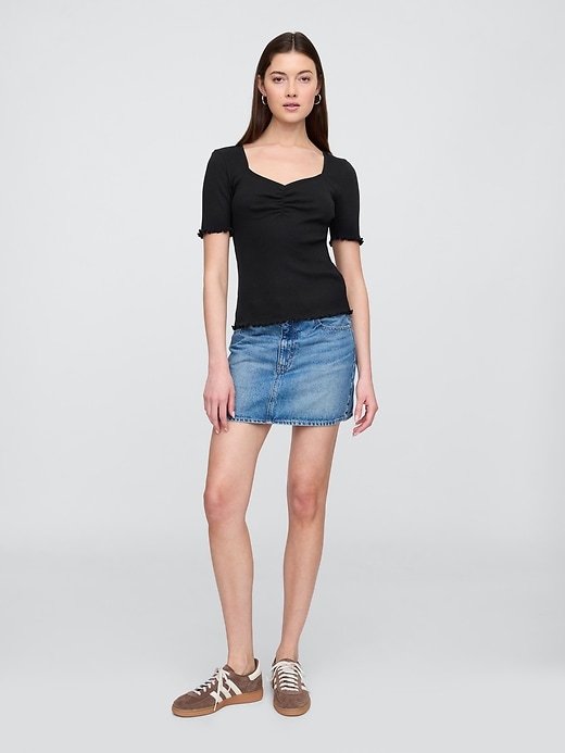 Image number 3 showing, Ribbed Pointelle Ruched Top