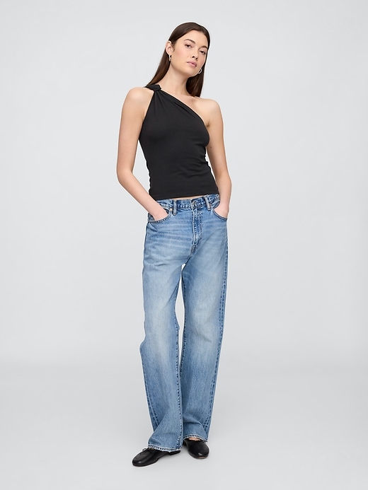 Image number 3 showing, One-Shoulder Stretch-Jersey Tank Top