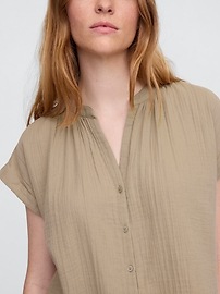 Relaxed Gauze Splitneck Top
