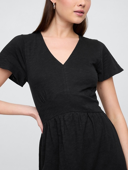 Image number 3 showing, Flutter Sleeve V-Neck Midi Dress