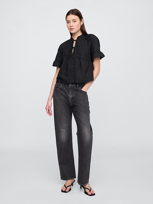 Image number 3 showing, Splitneck Tie-Front Top