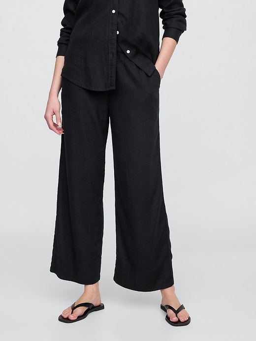Relaxed Linen-Blend Pull-On Crop Pants