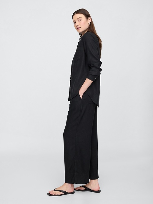 Relaxed Linen-Blend Pull-On Crop Pants