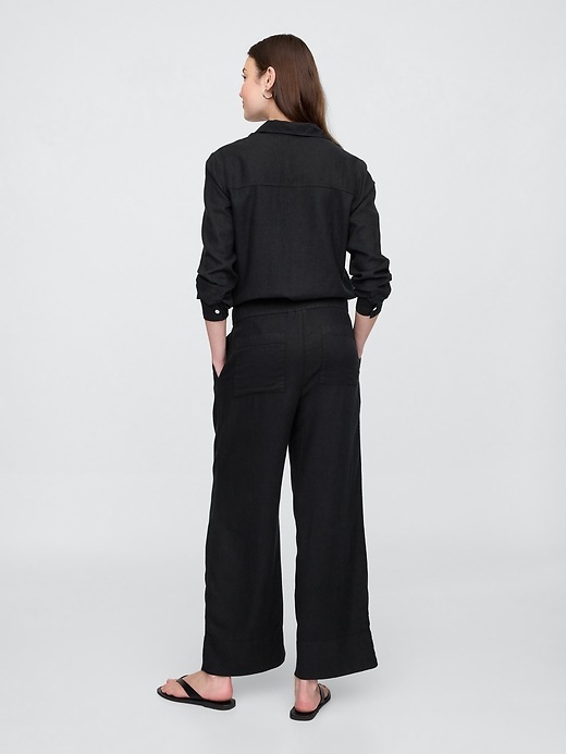 Relaxed Linen-Blend Pull-On Crop Pants